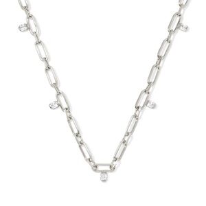 Cecelia Silver Crystal Chain Necklace in White CZ
